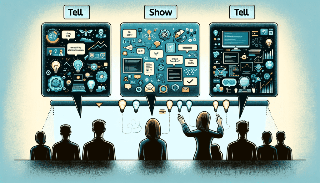 An image showing the tell-show-tell method for a demo. 